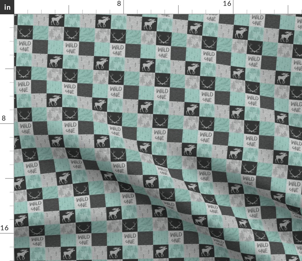 1” wild one quilt - mint/black/grey