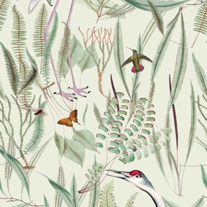 Herons in Marsh, on celery, Mural: Section 2 of 3-
