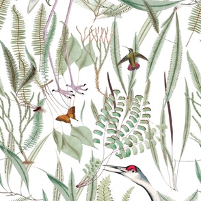  Herons in Marsh, on white, Mural: Section 3 of 3