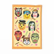 Vintage Halloween Masks Wall Hanging