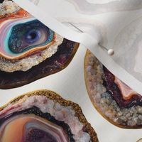 Agate Slices with Eyeballs - Medium Scale - Light Background - Evil Eye, Realistic, Weird, Mystical, Gothic, Witchy, Horror