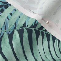 Watercolor palm leaves on dark background