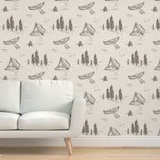 Lake Life in Brown & Ivory for Forest Theme Home Decor & Wallpaper