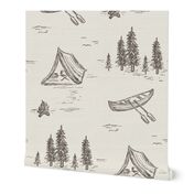 Lake Life in Brown & Ivory for Forest Theme Home Decor & Wallpaper