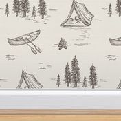 Lake Life in Brown & Ivory for Forest Theme Home Decor & Wallpaper