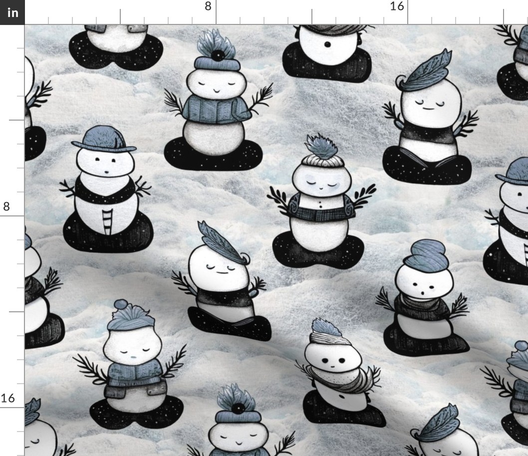 Peaceful Chibi Snowmen Wearing Woolies Large