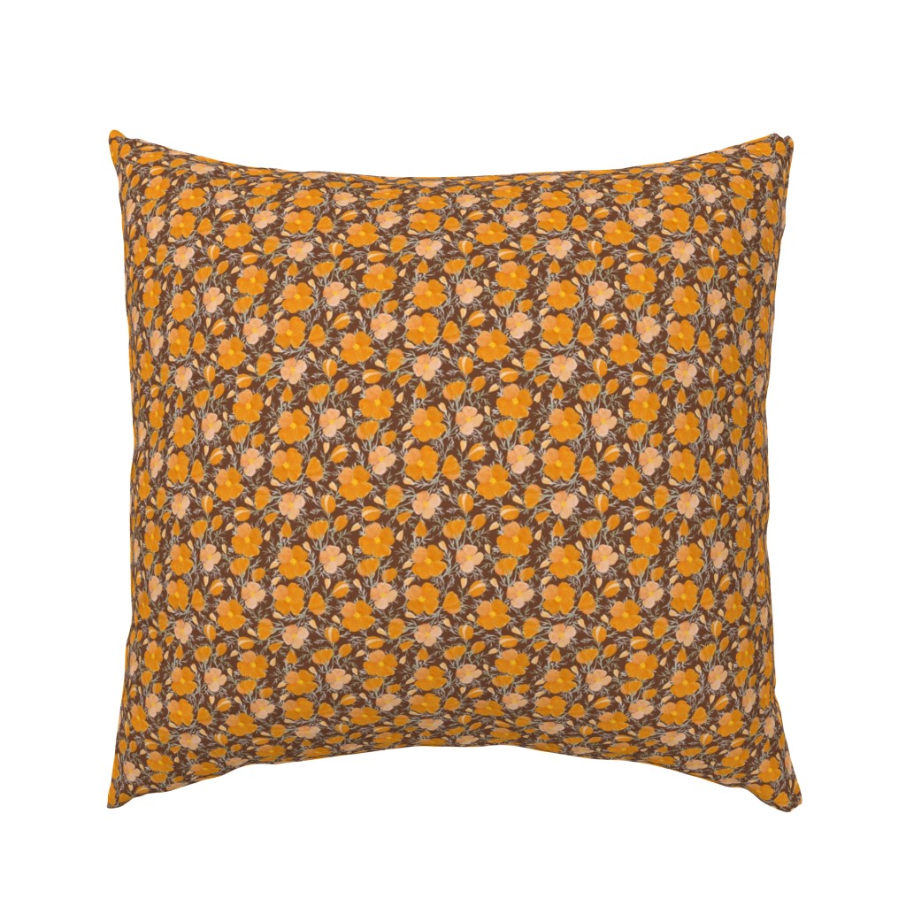 California Poppies on Cinnamon Brown