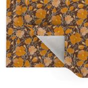 California Poppies on Cinnamon Brown