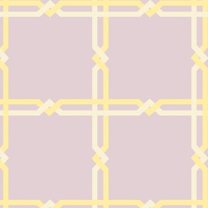 Interlocking Tangled Square Plaid Grid Purple Yellow Gold