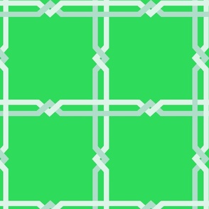 Latticed Tangled Square Green Geometric Plaid 
