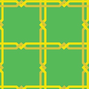 Interlaced Tangled Square Plaid Green Yellow 