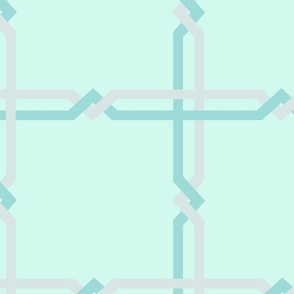 Interlocking Tangled Squares Green Grid Large 
