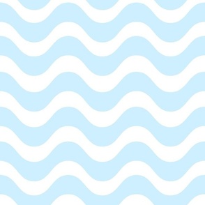 Large Scale Soft Blue and White Wavy Stripes 