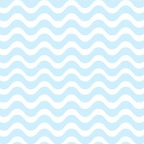 Small Scale Soft Blue and White Wavy Stripes 