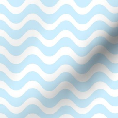 Medium Scale Soft Blue and White Wavy Stripes 
