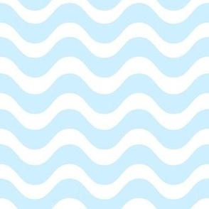 Medium Scale Soft Blue and White Wavy Stripes 