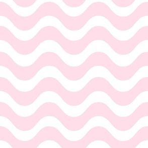 Large Scale Soft Pink and White Wavy Stripes