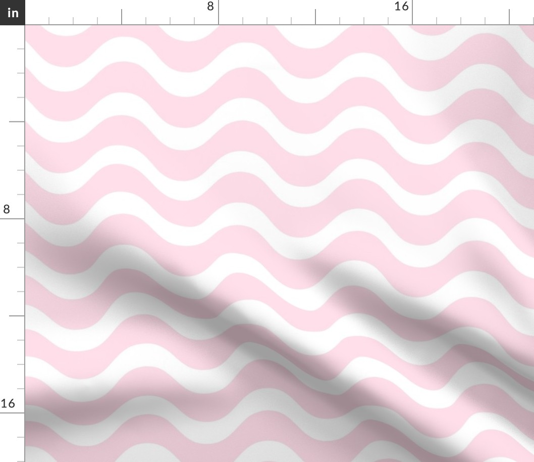 Large Scale Soft Pink and White Wavy Stripes