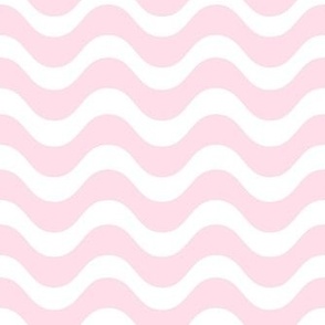 Medium Scale Soft Pink and White Wavy Stripes