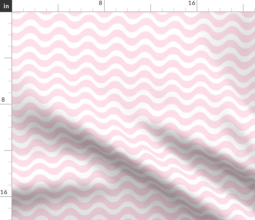 Medium Scale Soft Pink and White Wavy Stripes