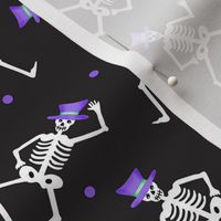 Skeleton Dance Halloween Purple Hats on Black Medium 8"
