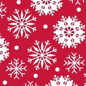Snowflakes on Red Extra Large