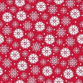 Snowflakes on Red Medium