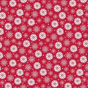 Snowflakes on Red Small
