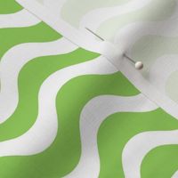 Medium Scale Soft Green and White Wavy Stripes