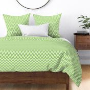 Medium Scale Soft Green and White Wavy Stripes