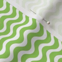 Small Scale Soft Green and White Wavy Stripes