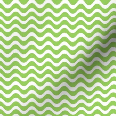 Small Scale Soft Green and White Wavy Stripes