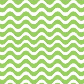 Small Scale Soft Green and White Wavy Stripes