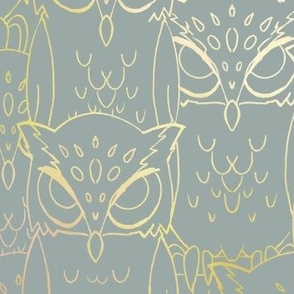 Owls in Iridescent Grey