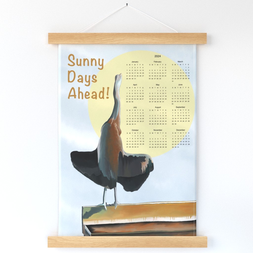 Sunny Days Ahead-Sunbathing Blue Heron-Calendar 2024