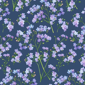 Blue and Purple Forget Me Not Floral