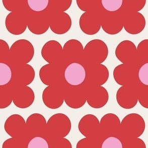 Boxy Flowers - Jumbo - Red / Off White