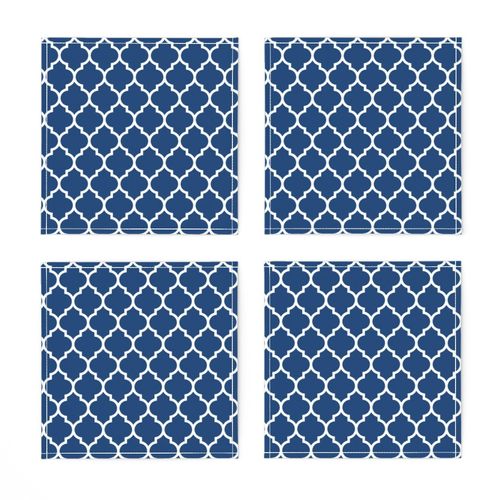 moroccan quatrefoil lattice in egyptian blue