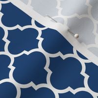 moroccan quatrefoil lattice in egyptian blue