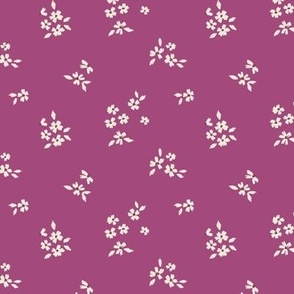 Ditsy Boho Flower Sprigs on Fuschia Pink