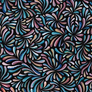 Abstract Petals in Blue and Purple Shades / Large