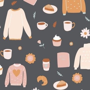 Cozy Coffee Break with Sweet Pastries sweater weather work from home on Gray