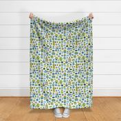 Joyful Tea Time - Blue and Green - Large Scale