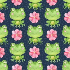 Large Scale Girly Friendly Frogs on Navy