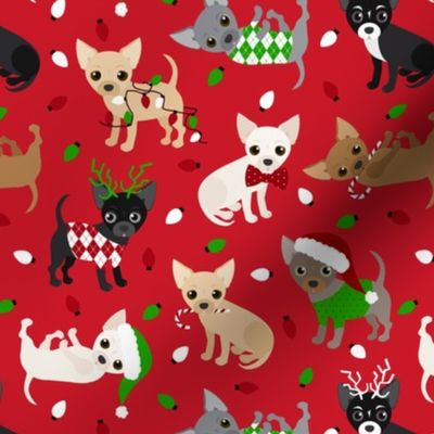 Christmas Chihuahua All Coats Red