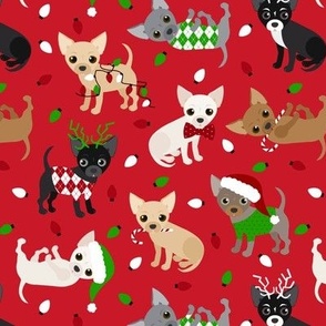 Christmas Chihuahua All Coats Red