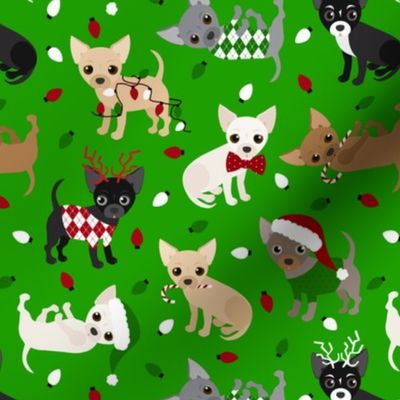 Christmas Chihuahua All Coats Green