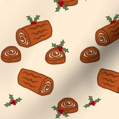 Retro Yule Log Buche De Noel Christmas Cake Pattern