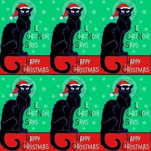 Le chat noir happy Christmas green on red