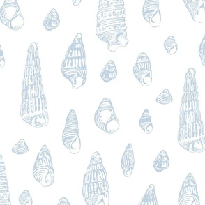 blue shells - abstract sea shells - fog color - coastal wallpaper and fabric